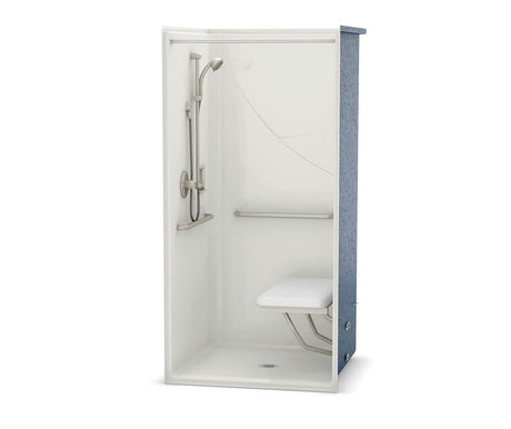 Aker OPS-3636-RS AcrylX Alcove Center Drain One-Piece Shower in White - Massachusetts Compliant Model