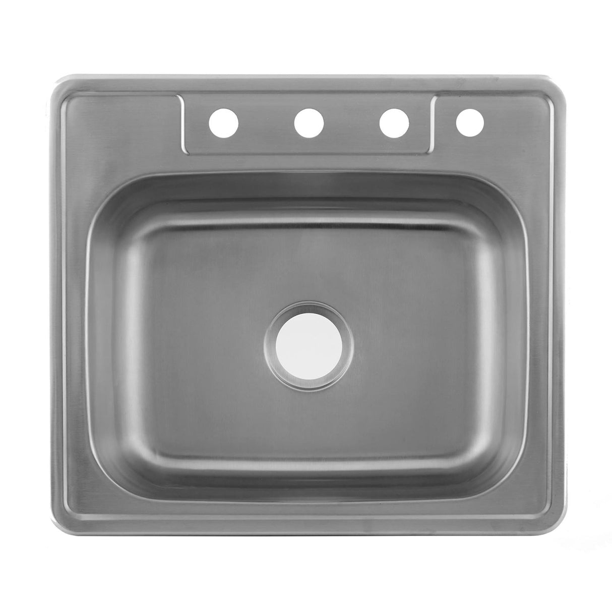 DAX Stainless Steel Single Bowl Top Mount Kitchen Sink, Brushed Stainless Steel DAX-OM-2522