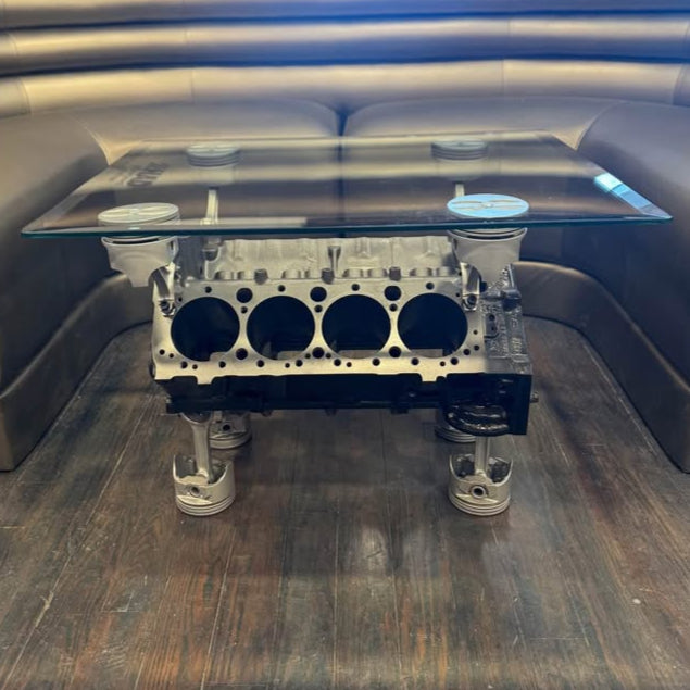 Revved‑Up Chevy V8 Engine Block Coffee Table – Silver Edition - Consignment