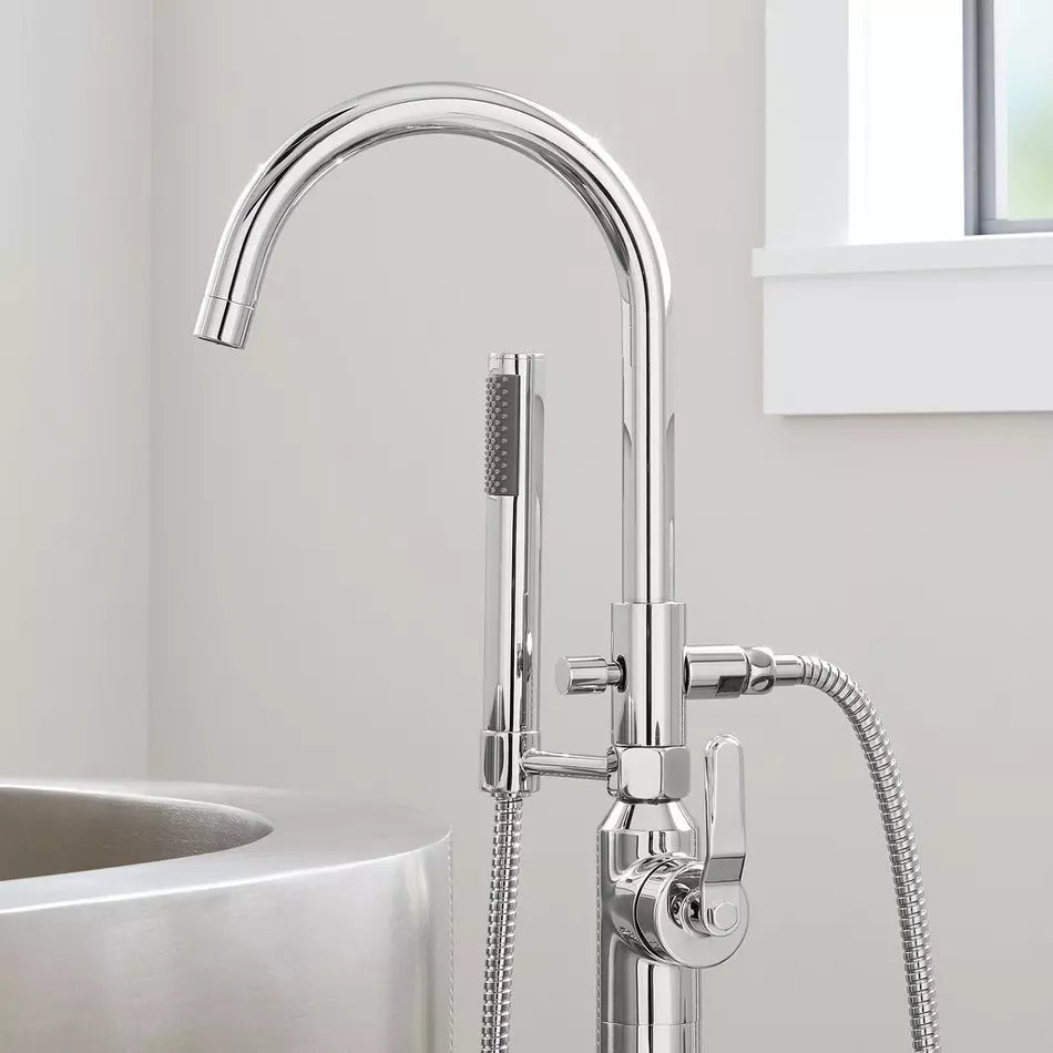 Signature Hardware Gunther Floor Mounted Tub Filler Faucet  Gunther Floor Mounted Tub Filler Faucet Chrome Gunther Floor Mounted Tub Filler Faucet (Part number: 477065)