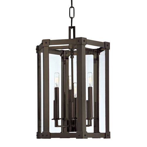 Hudson Valley Lighting Roxbury 6-Light Pendant - Distressed Bronze Finish with Clear Glass Shade