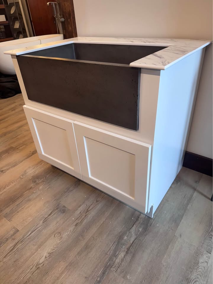 36” Concrete FarmHouse Sink Laundry Room Vanity with Thinscape Marble Colored Top