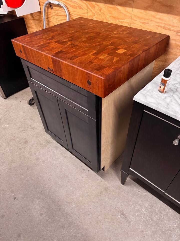30” John Boos Cherry 4” Butcher Block with Solid Fabuwood 27” Base Cabinet w/ Draw & Roll Out