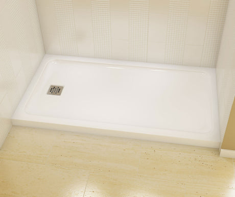 MAAX 106012-000-001-001 Olympia Square 6032 Acrylic Alcove or Corner Shower Base in White with Left-Hand Drain