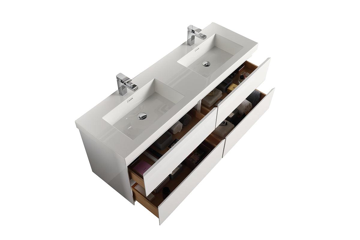 Blossom Assisi 60" Double Sink Vanity - Modern Minimalist Design with Soft-Closing Drawers