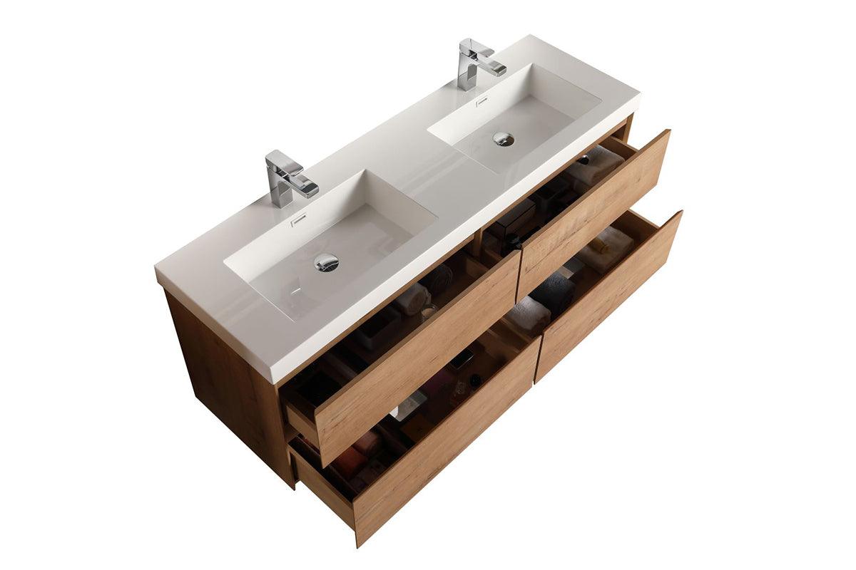 Blossom Assisi 60" Double Sink Vanity - Modern Minimalist Design with Soft-Closing Drawers