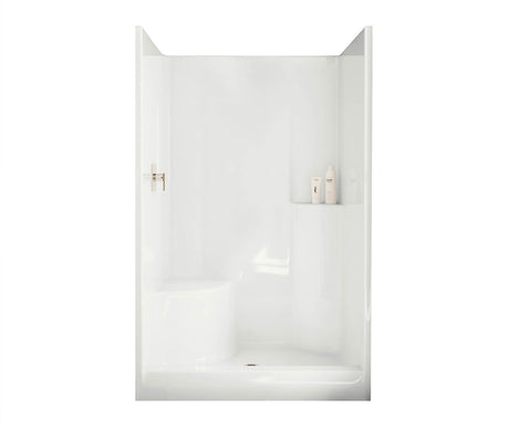 MAAX 102677-R-000-006 Evergreen 48 x 37 AcrylX Alcove Center Drain One-Piece Shower in Sterling Silver