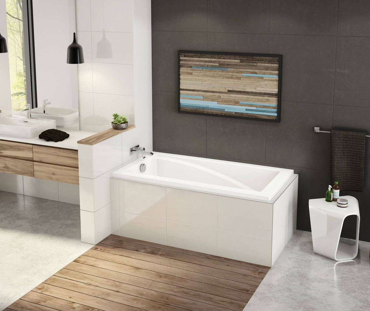 MAAX 410027-000-001-163 ModulR 6032 IF (With Armrests) Acrylic Corner Left Left-Hand Drain Bathtub in White