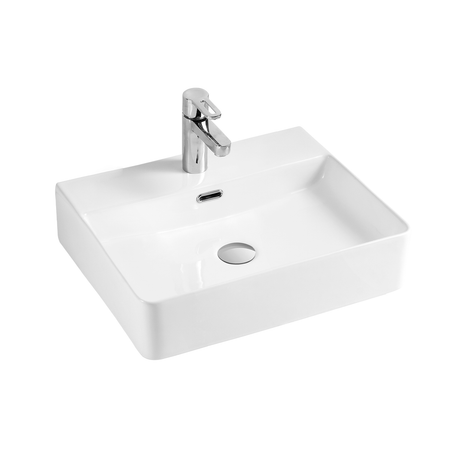 DAX Ceramic Rectangular Bathroom Vessel Basin, 20", White Glossy DAX-CL1275-WG