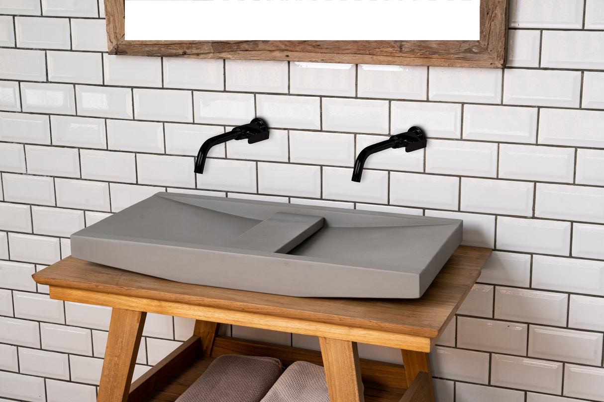 Lex 27" Concrete Double Bowl Vessel