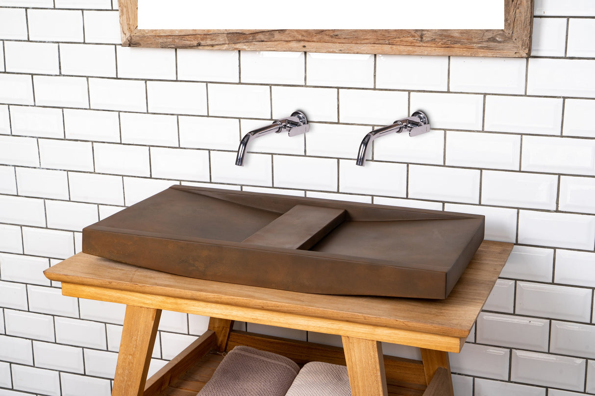 Lex 27" Concrete Double Bowl Vessel