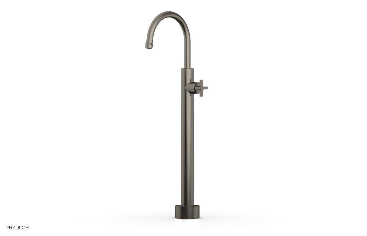 Phylrich 501-46-04-15A HEX MODERN Low Floor Mount Tub Filler - Cross Handle  501-46-04 - Pewter