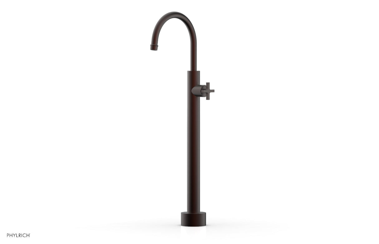 Phylrich 501-46-04-05W HEX MODERN Low Floor Mount Tub Filler - Cross Handle  501-46-04 - Weathered Copper