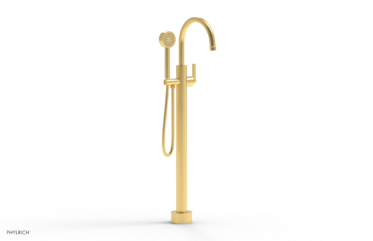 Phylrich 501-47-01-24B HEX MODERN Tall Floor Mount Tub Filler - Lever Handle with Hand Shower  501-47-01 - Burnished Gold