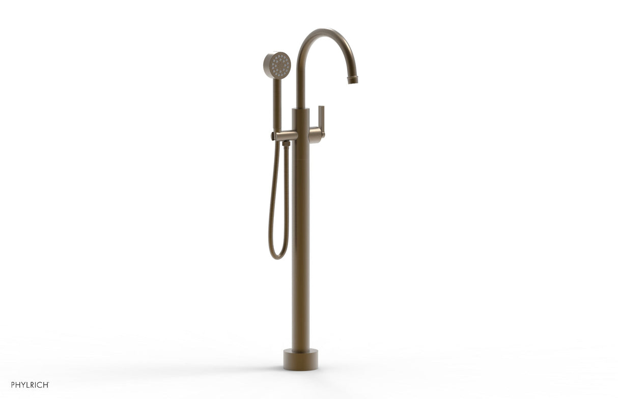 Phylrich 501-47-01-OEB HEX MODERN Tall Floor Mount Tub Filler - Lever Handle with Hand Shower  501-47-01 - Old English Brass