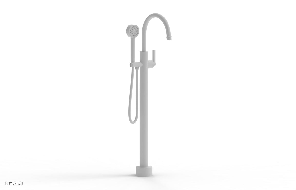 Phylrich 501-47-01-050 HEX MODERN Tall Floor Mount Tub Filler - Lever Handle with Hand Shower  501-47-01 - Satin White