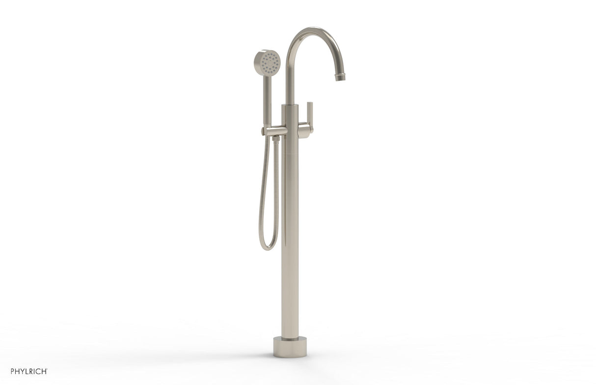 Phylrich 501-47-01-014 HEX MODERN Tall Floor Mount Tub Filler - Lever Handle with Hand Shower  501-47-01 - Polished Nickel