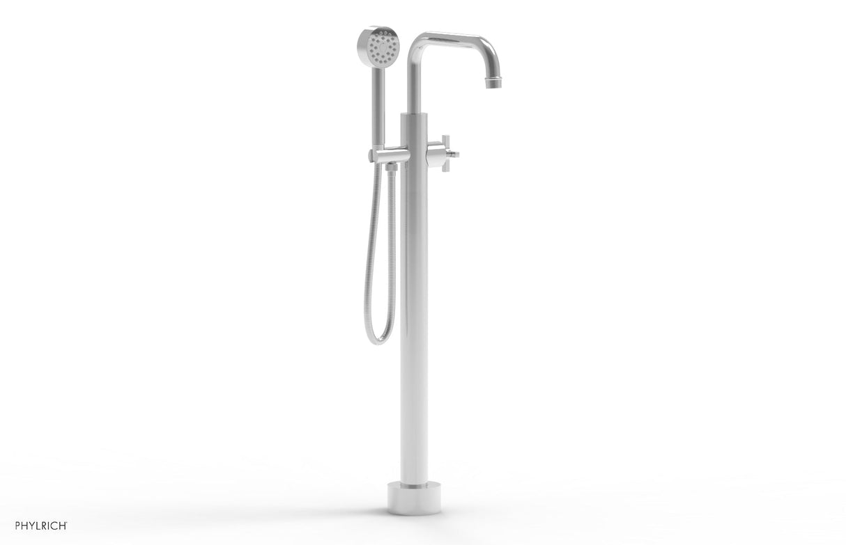 Phylrich 501-54-01-026 HEX MODERN Tall Floor Mount Tub Filler - Cross Handle with Hand Shower  501-54-01