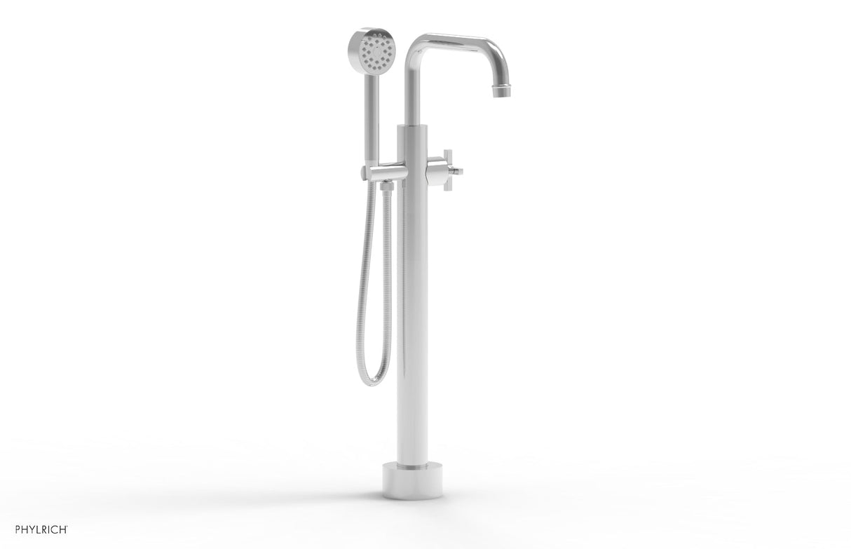 Phylrich 501-54-03-026 HEX MODERN Low Floor Mount Tub Filler - Cross Handle with Hand Shower  501-54-03