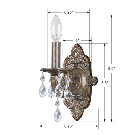 Paris Market 1 Light Swarovski Strass Crystal Venetian Bronze Sconce 5021-VB-CL-S