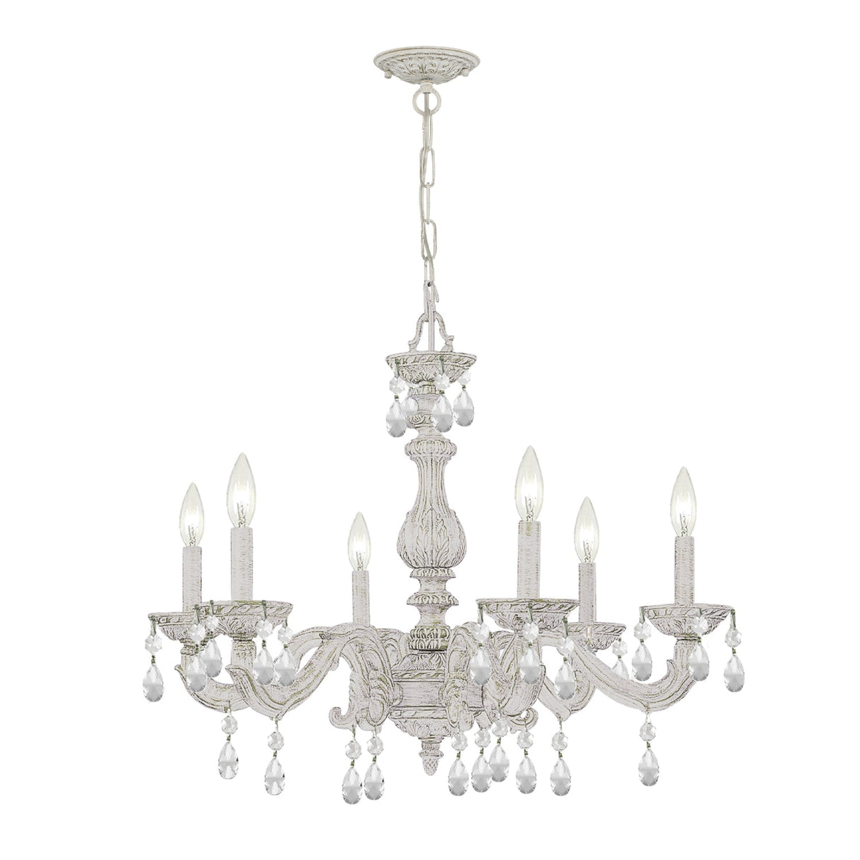 Paris Market 6 Light Spectra Crystal Antique White Chandelier 5036-AW-CL-SAQ