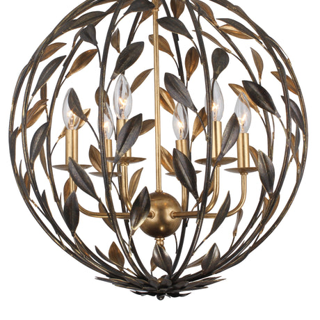 Broche 6 Light English Bronze + Antique Gold Sphere Chandelier 506-EB-GA