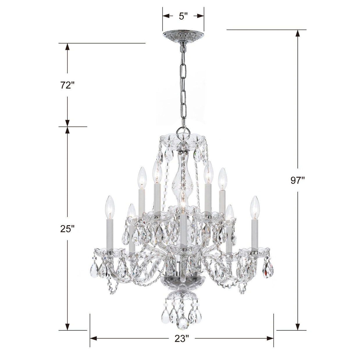Traditional Crystal 10 Light Clear Crystal Polished Chrome Chandelier 5080-CH-CL-MWP
