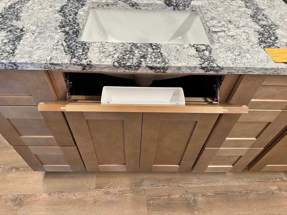 49" Cab-Tec Caramel Shaker Bathroom Vanity w/ Seagrove Quartz Cambria Top and Kohler Faucet