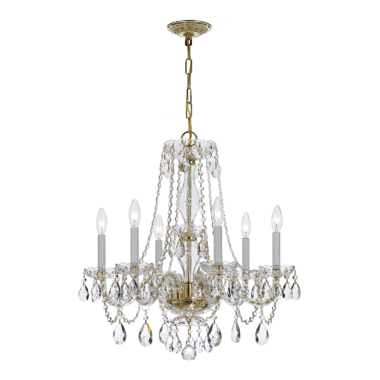 Traditional Crystal 6 Light Crystal Polished Brass Chandelier 5086-PB-CL-MWP