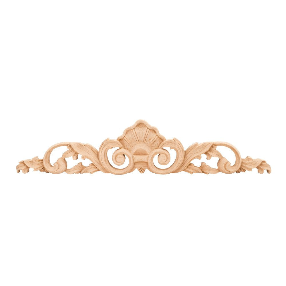 Hardware Resources ONL-01-36CH 36" W x 1" D x 7-3/4" H Hand Carved Cherry Shell Onlay