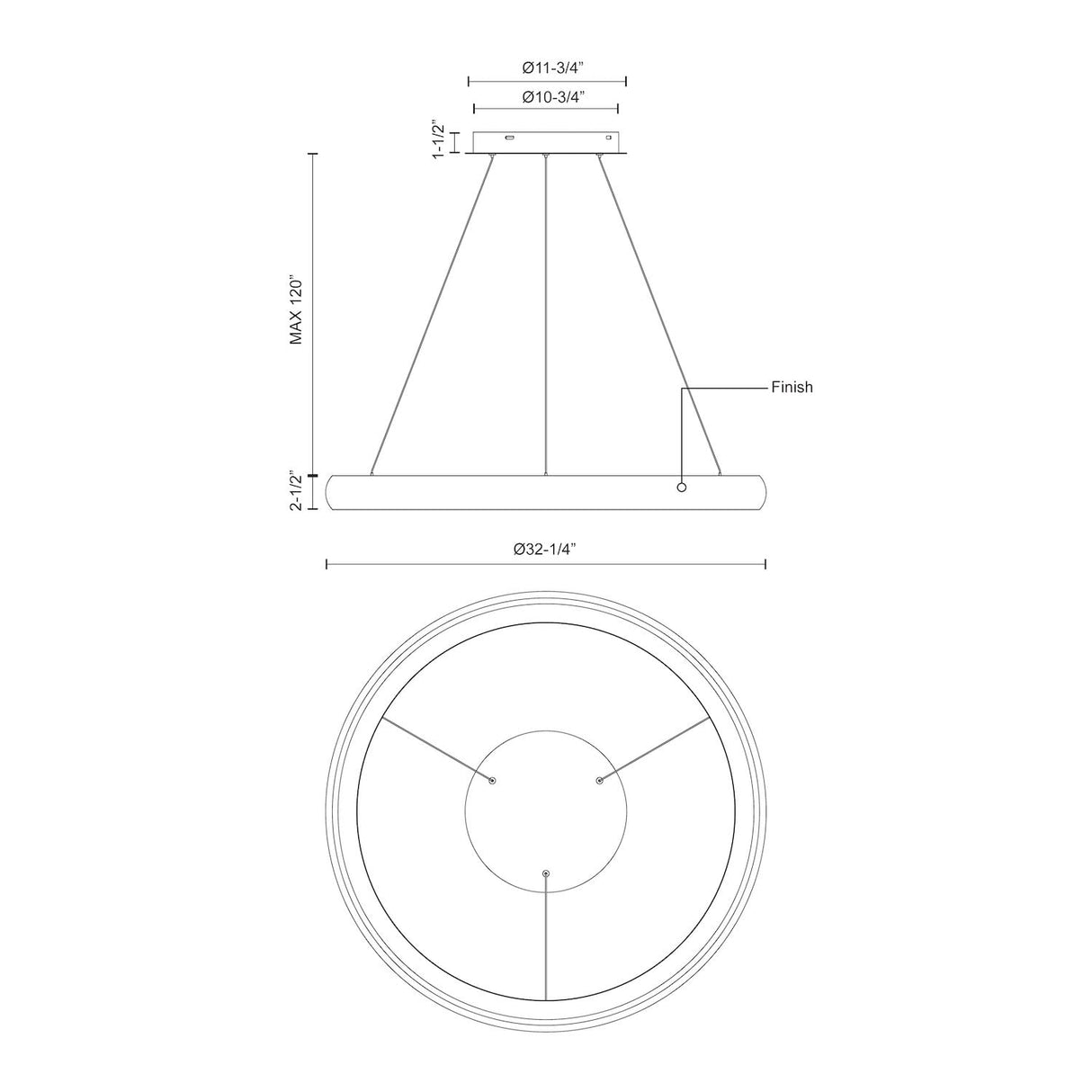 Kuzco PD82732-WH CORTANA 32" PD White 120V TRIAC/ELV LED 3000K 90CRI 60W