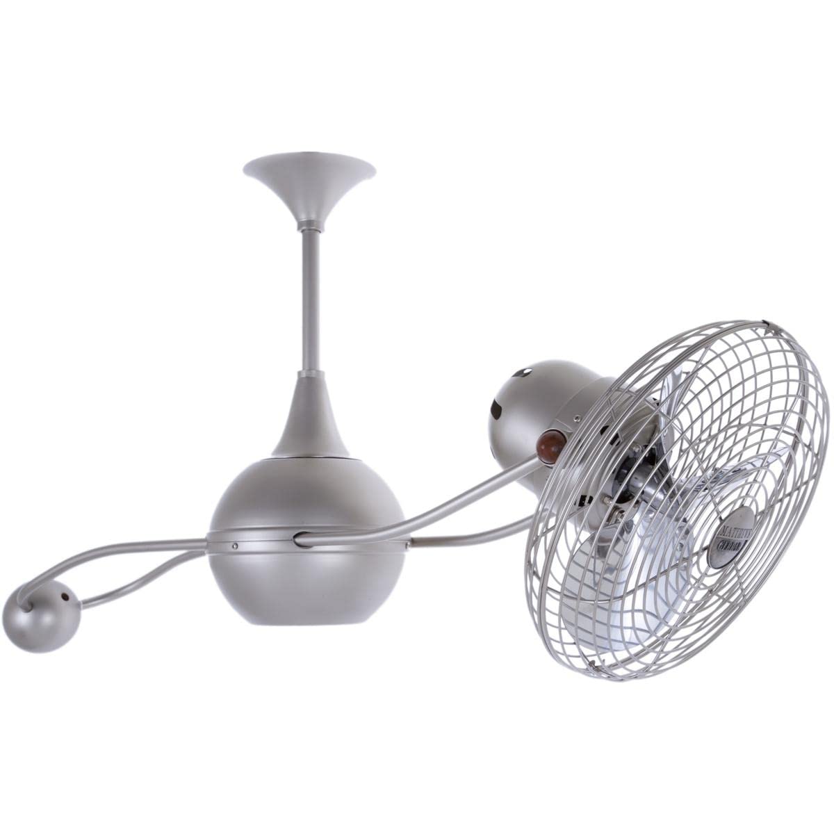 Matthews Fan B2K-CR-MTL-Damp Brisa 360° counterweight rotational ceiling fan in Polished Chrome finish with metal blade for damp locations.