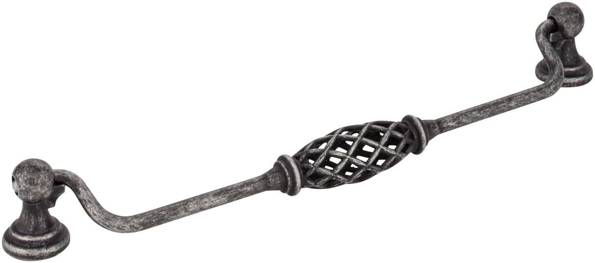 Jeffrey Alexander 749-224SIM 224 mm Center-to-Center Distressed Antique Silver Birdcage Tuscany Drop & Ring Pull