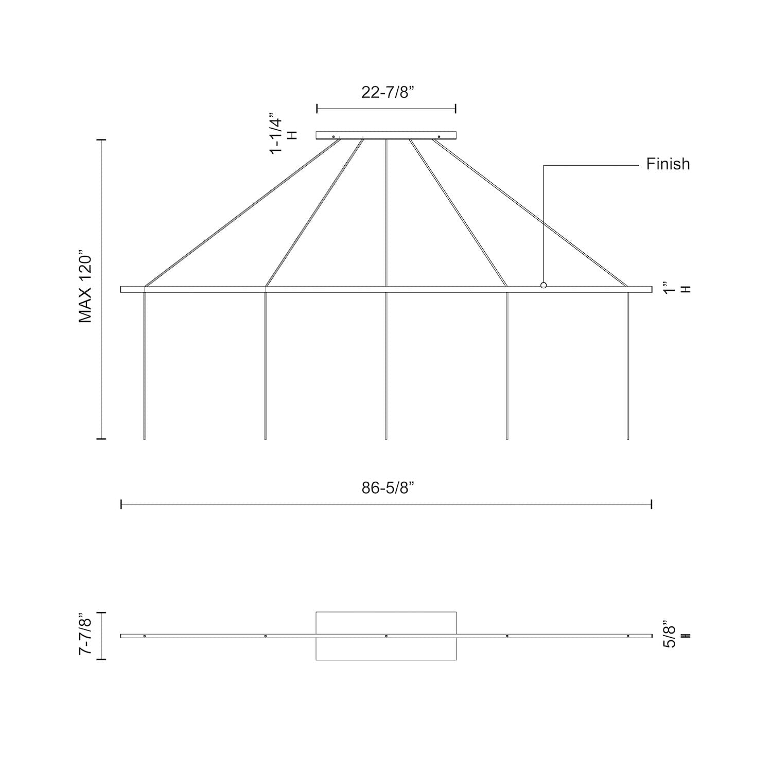 Kuzco CNL5AC-WH 5 Head LINEAR-PENDANT CANOPY SSL/SVT White