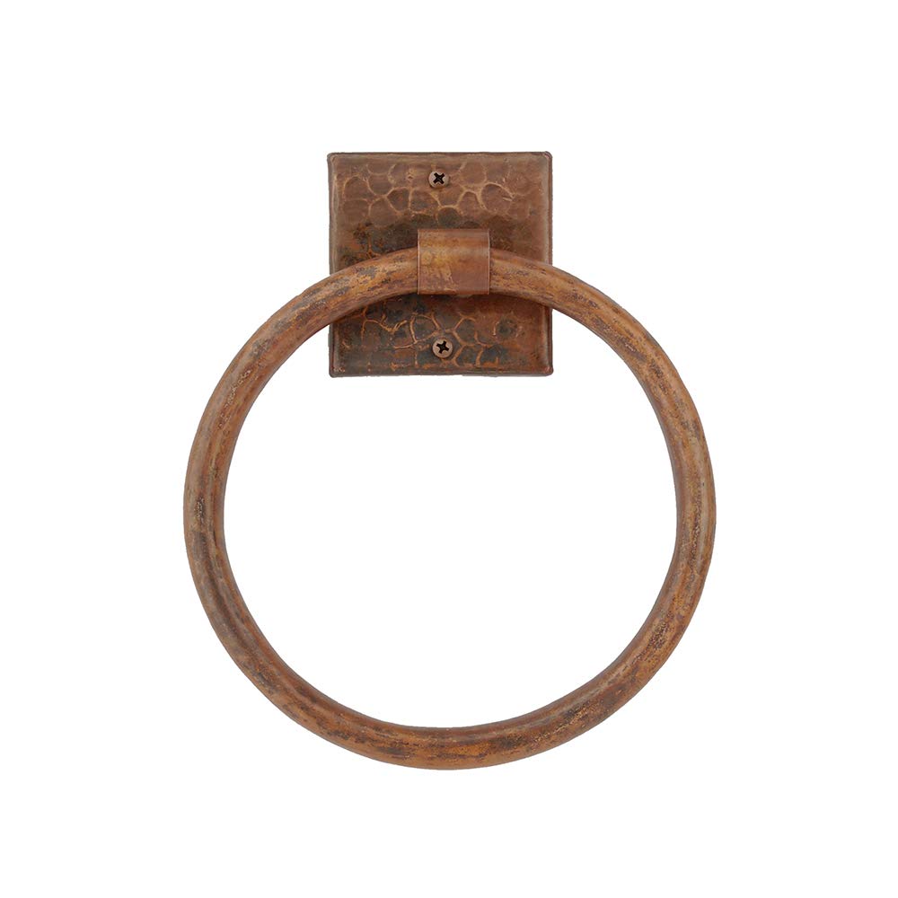 Premier Copper Products TR10DB 10-Inch Hand Hammered Copper Full Size Bath Towel Ring, Oil Rubbed Bronze