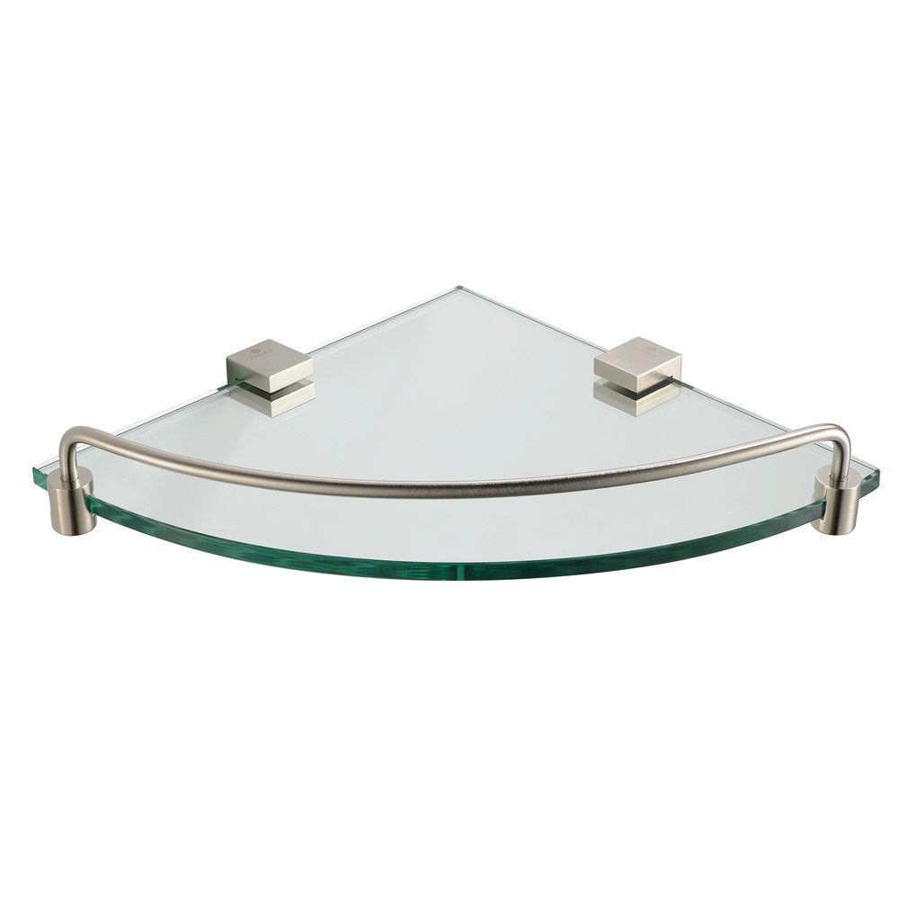 Fresca Bath FAC0448BN Ottimo Corner Glass Shelf, Brushed Nickel