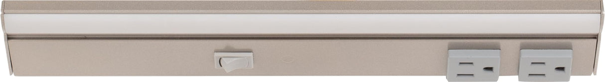 Task Lighting LP12QD4NDGSN40 12-1/2" 400 Lumen Direct Voltage DV Lighted Power Strip, Satin Nickel Finish, Grey Receptacles, 4000K Cool White