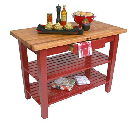 John Boos OC6030-S-BK OC Oak Country Table - Blended Butcher Block Top, 60" W x 30" D One Shelf, Black Base