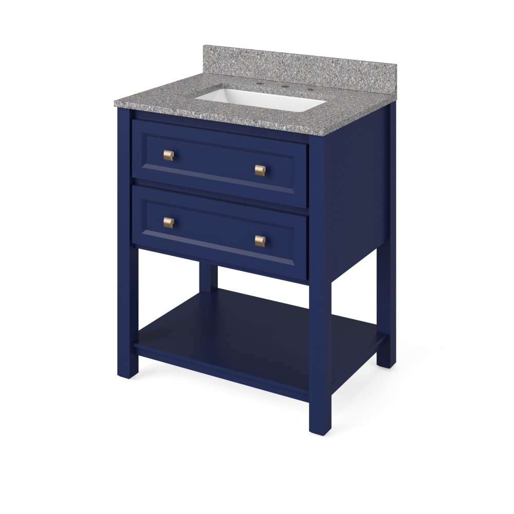 Jeffrey Alexander VKITADL30BLBOR 30" Hale Blue Adler Vanity, Boulder Cultured Marble Vanity Top, undermount rectangle bowl