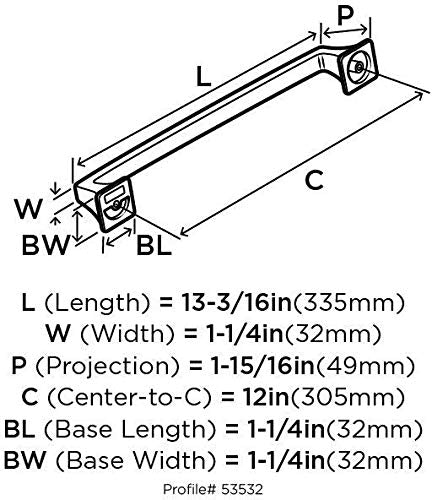 Amerock Appliance Pull Polished Nickel 12 inch (305 mm) Center to Center Mulholland 1 Pack Drawer Pull Drawer Handle Cabinet Hardware