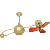 Matthews Fan B2K-BRBR-WD Brisa 360° counterweight rotational ceiling fan in Brushed Brass finish with solid sustainable mahogany wood blades.