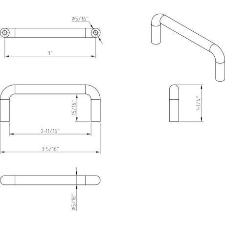 Elements S271-3MB 3" Center-to-Center Matte Black Torino Cabinet Wire Pull