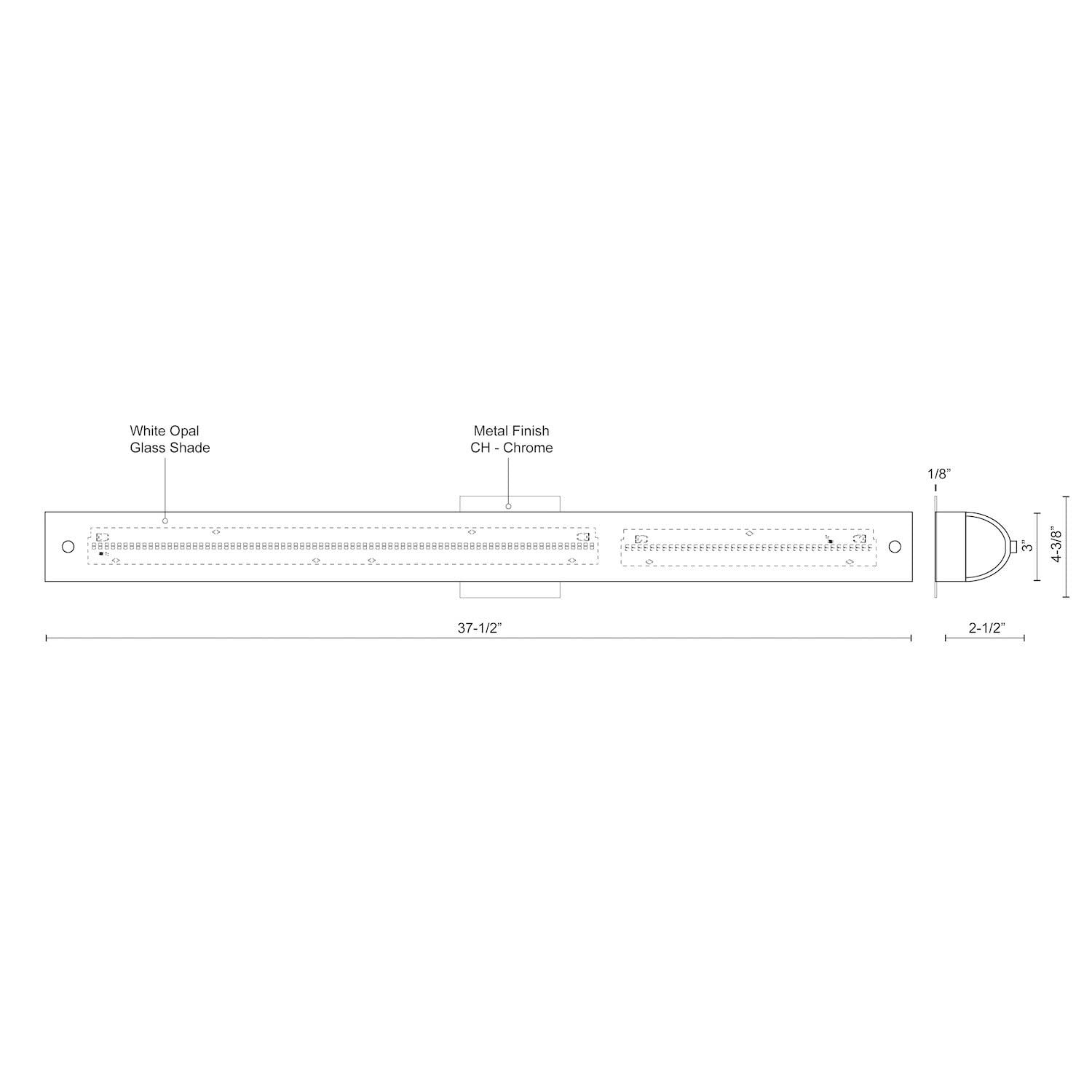 Kuzco 601004CH-LED PEGGY 38" 60 Chrome 120V ELV LED 3000K 90CRI 46W