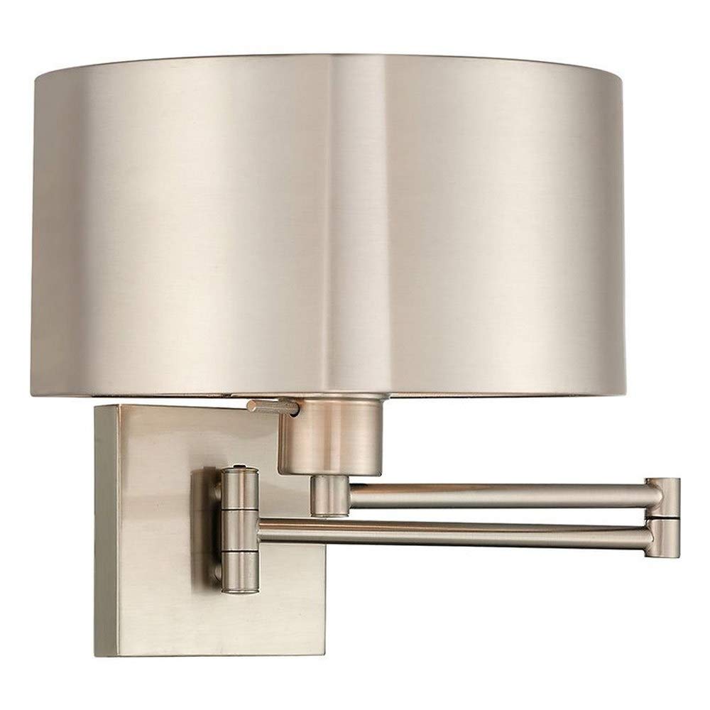 Livex Lighting 40034-91 24.25" One Light Swing Arm Wall Mount, Brushed Nickel Finish with Brushed Nickel Metal Shade