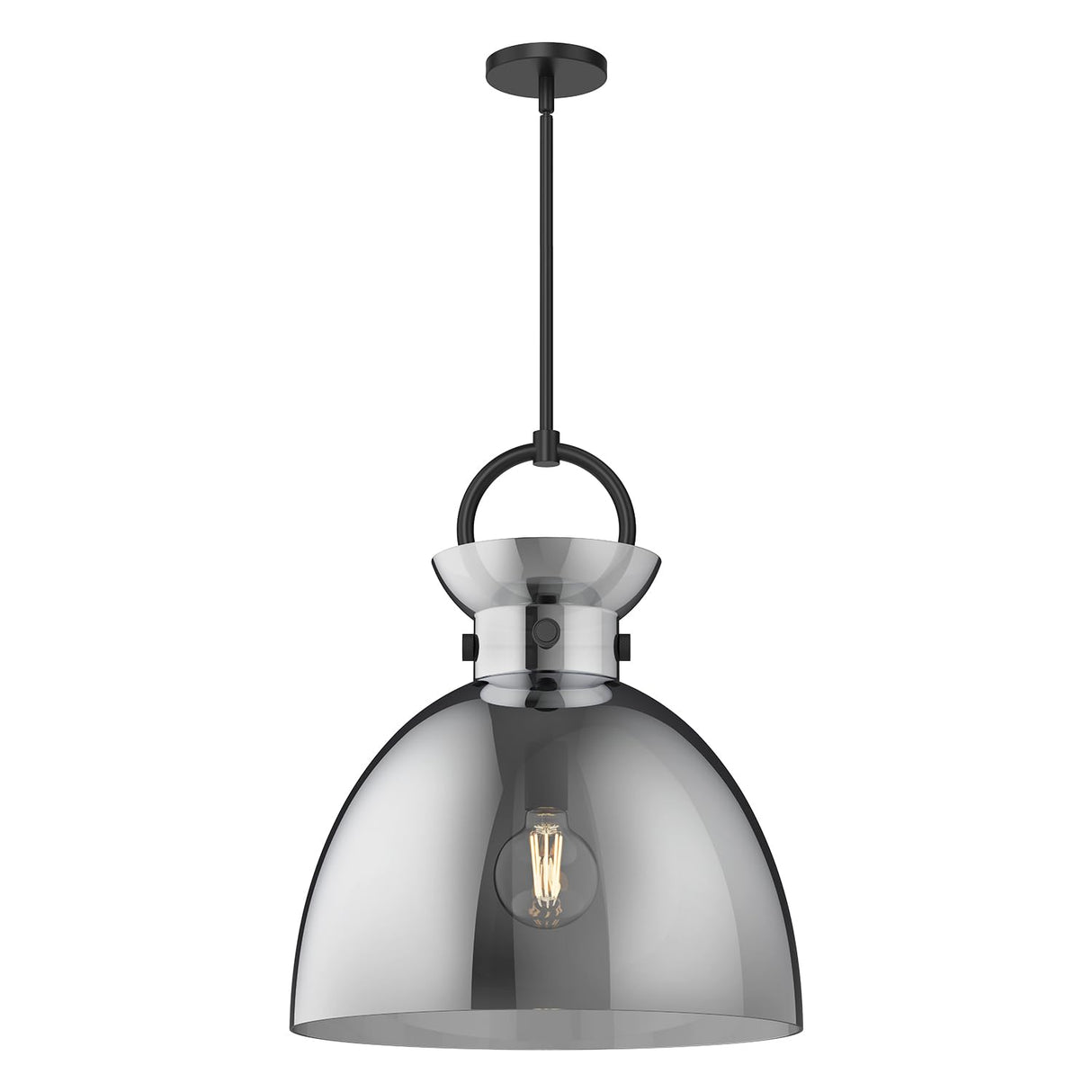 Alora PD411818MBSM WALDO 18" PENDANT MATTE BLACK SMOKED GLASS E26 60W