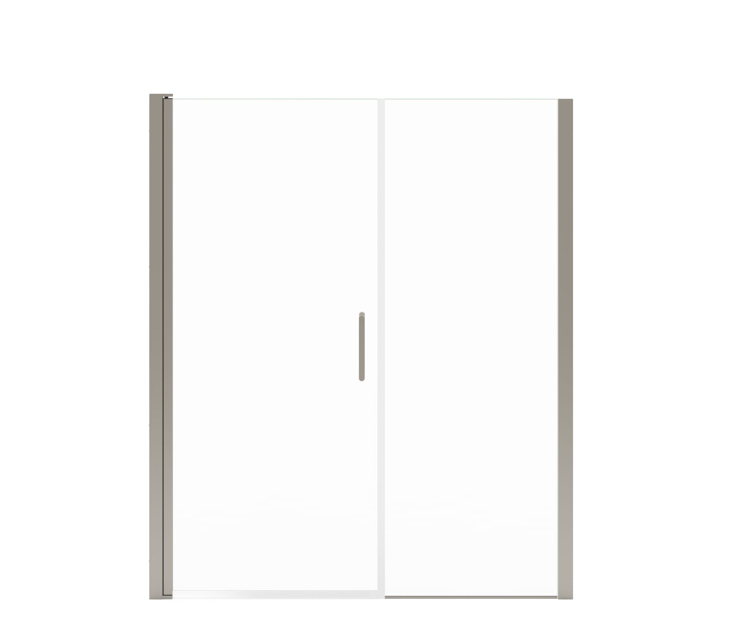 MAAX 138276-900-305-100 Manhattan 55-57 x 68 in. 6 mm Pivot Shower Door for Alcove Installation with Clear glass & Round Handle in Brushed Nickel