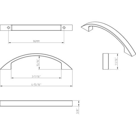 Elements 8004-SBZ 96 mm Center-to-Center Satin Bronze Arched Somerset Cabinet Pull