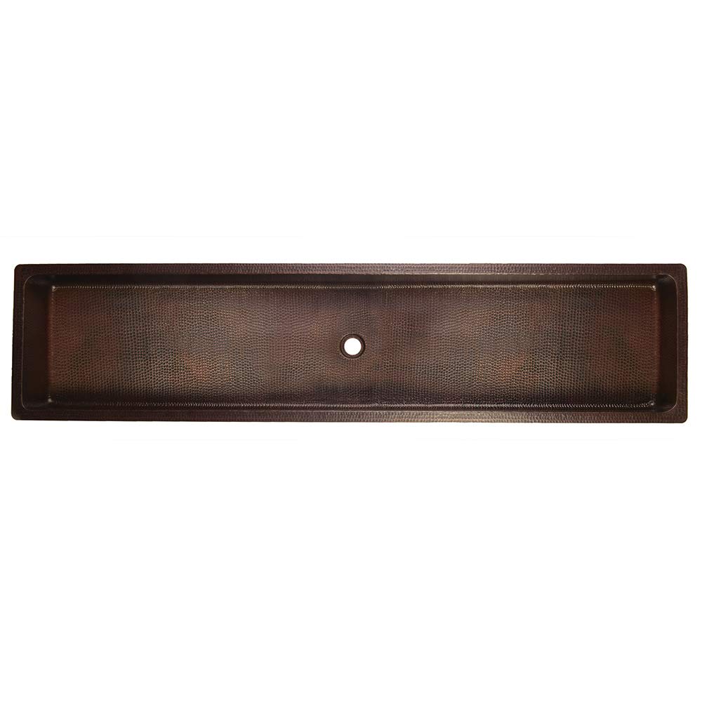 Premier Copper Products LREC60DB 60-Inch Rectangle Under Counter Hammered Copper Bathroom Sink