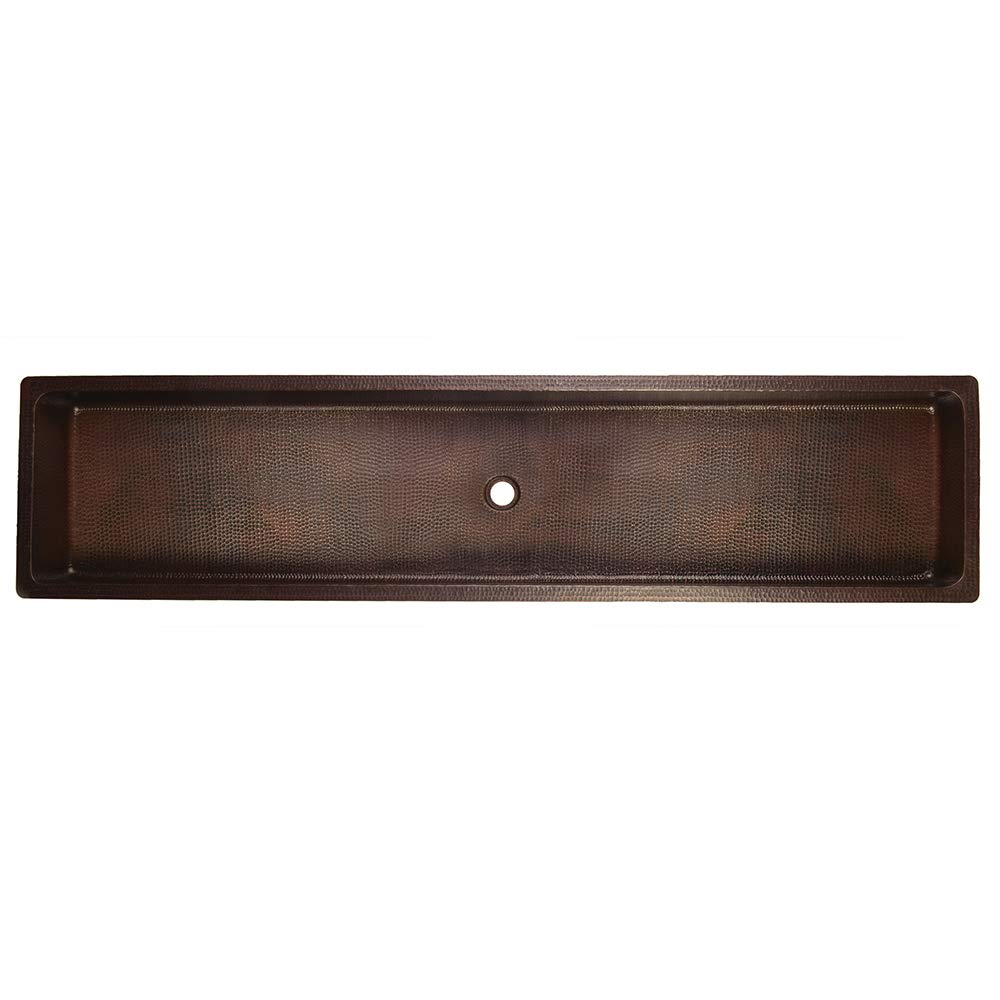 Premier Copper Products LREC60DB 60-Inch Rectangle Under Counter Hammered Copper Bathroom Sink