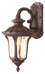 Livex Lighting 7651-58 Oxford 1 Light Imperial Bronze Cast Aluminum Wall Lantern with Light Amber Water Glass